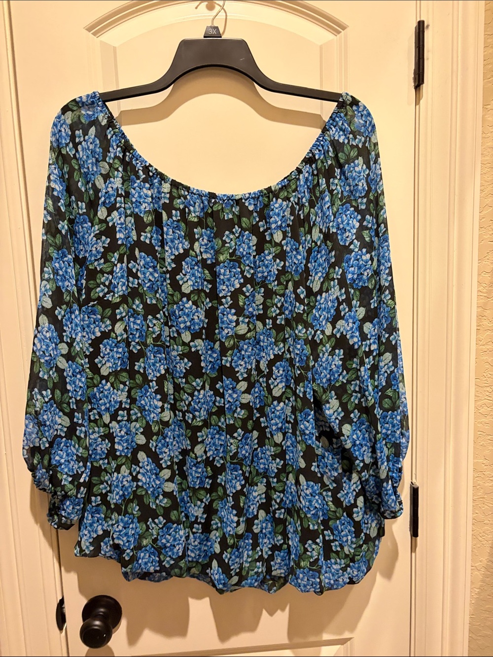 City Chic Blue Floral Off-Shoulder Blouse
